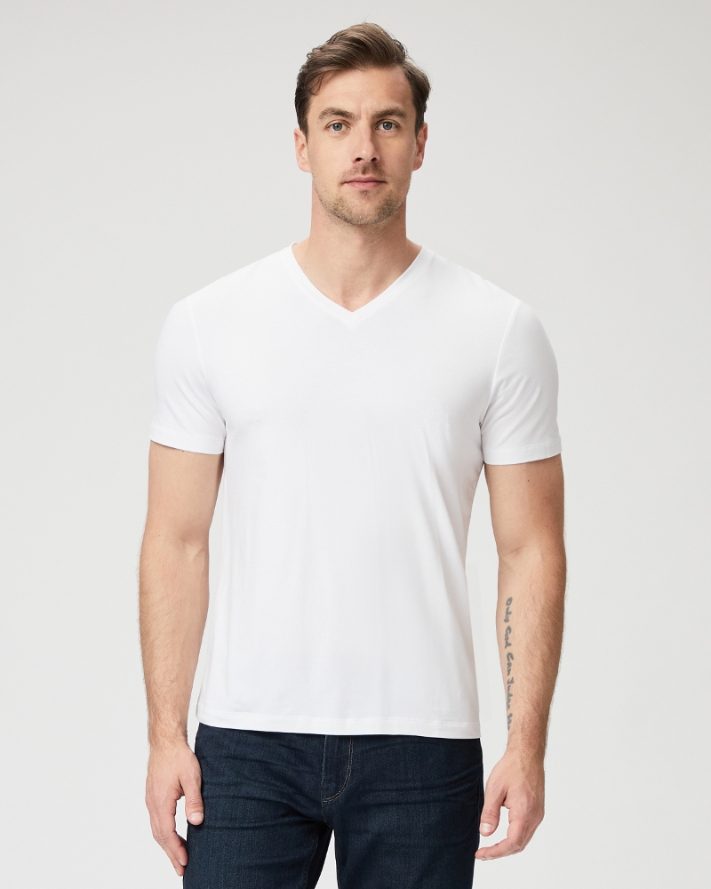 Grayson V Neck Tee - Fresh White